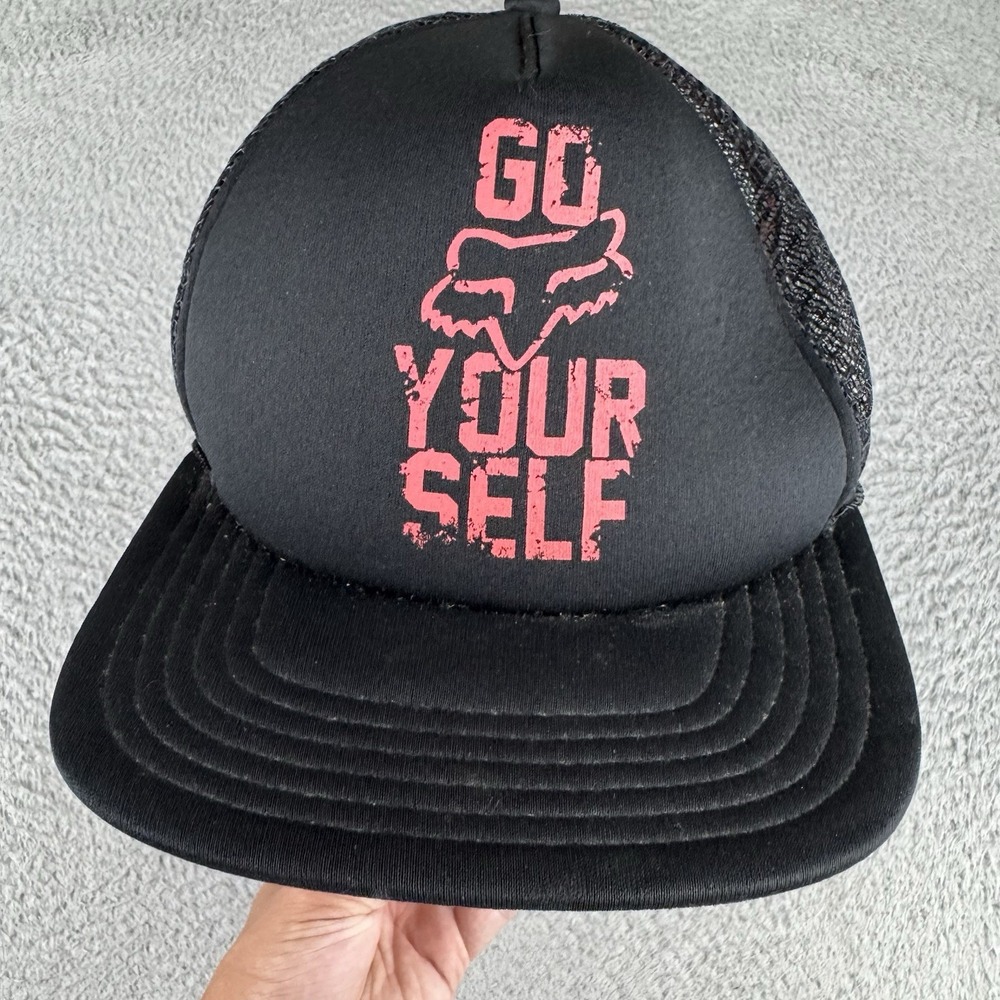 Fox Racing Go Fox Yourself Snap Back Adjustable Red And Black Trucker